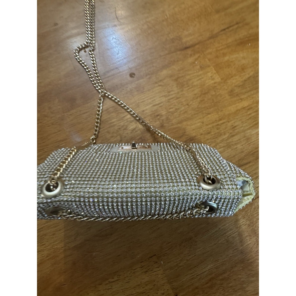 Jessica McClintock Selma Iridescent Gold Rhinestone Evening Crossbody Bag